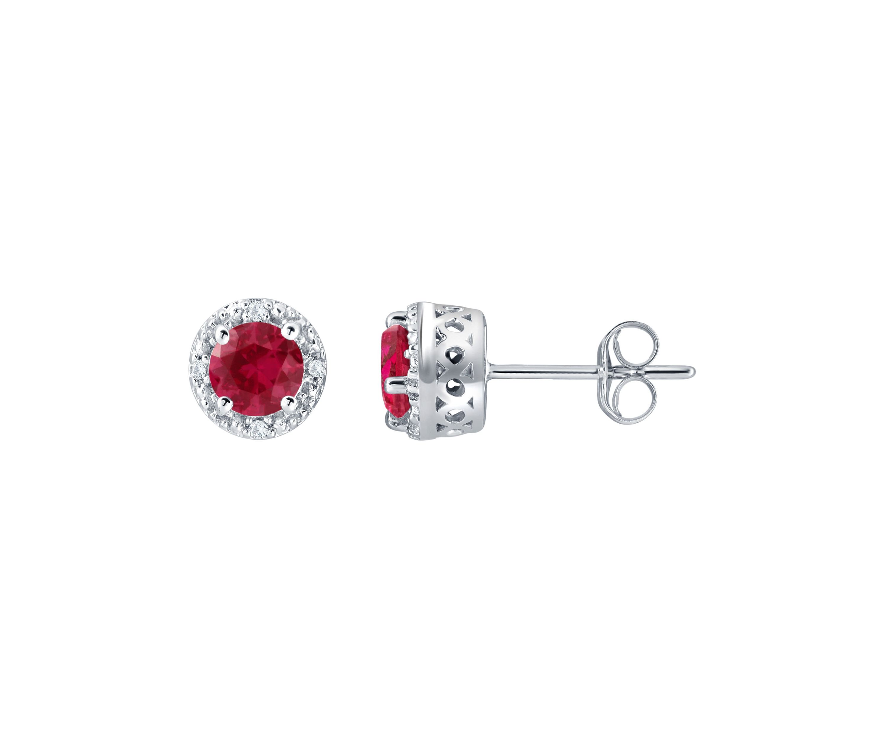 Lab Created Sterling Silver 5mm Round Created Ruby And Created White Sapphire Stud Earrings