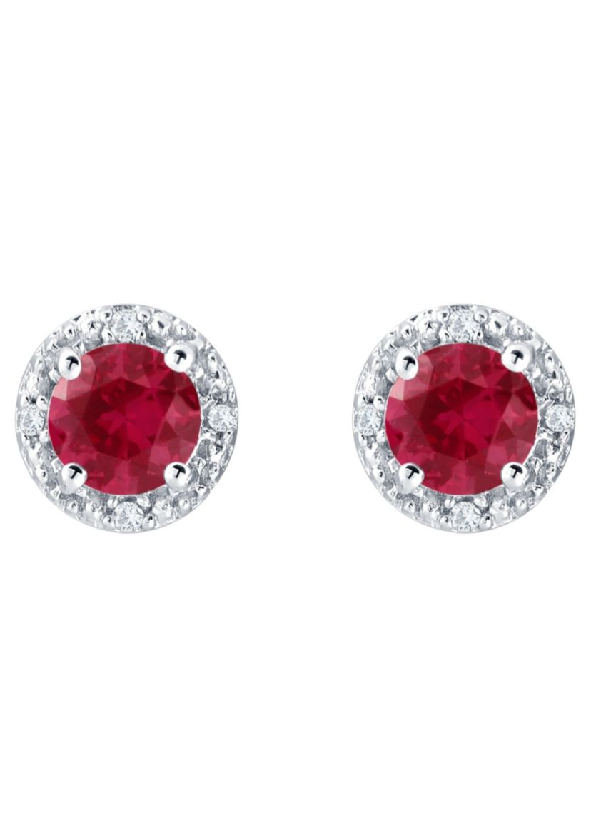 Lab Created Sterling Silver 5mm Round Created Ruby And Created White Sapphire Stud Earrings