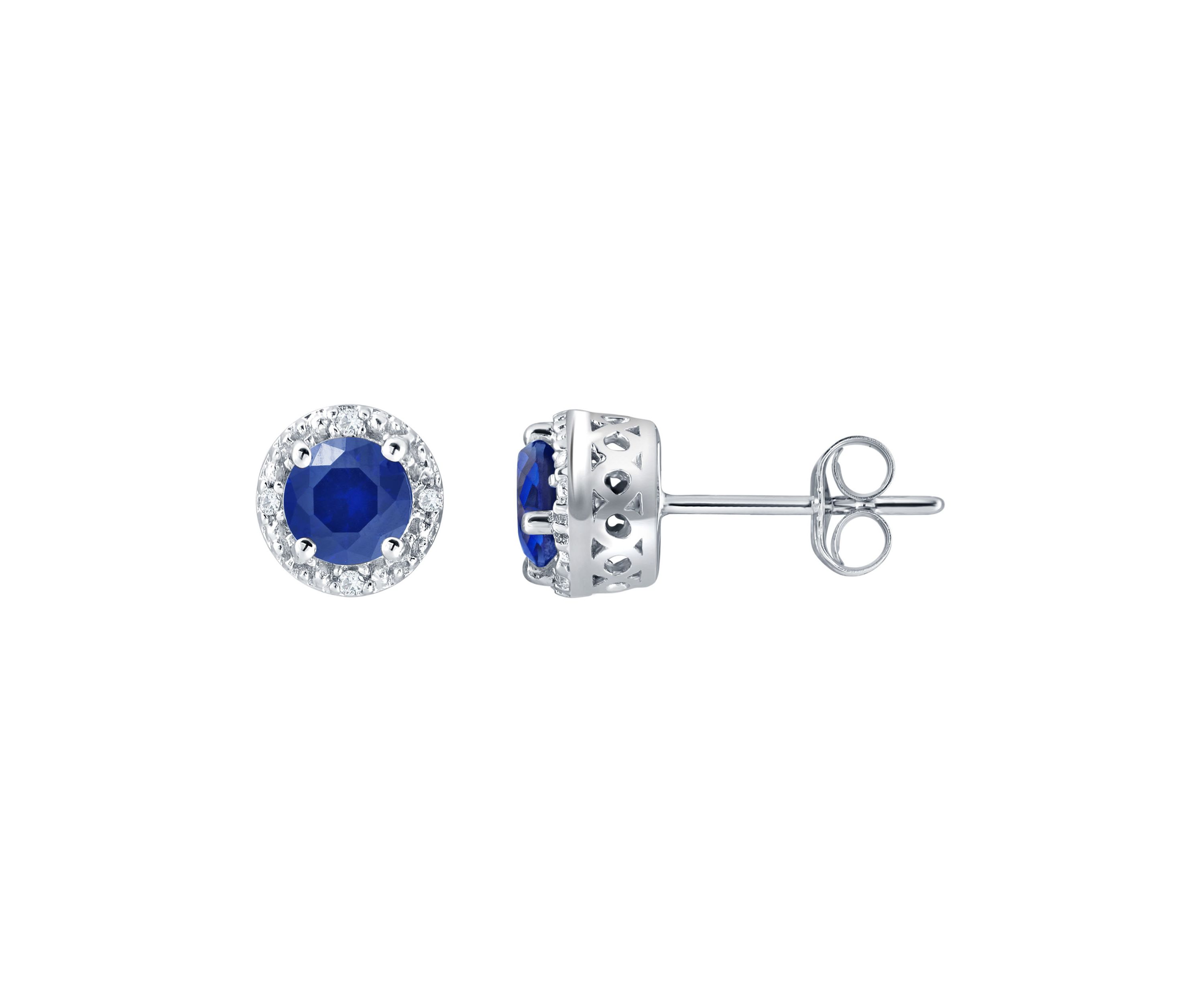Lab Created Sterling Silver 5mm Round Created Blue Sapphire And Created White Sapphire Stud Earrings