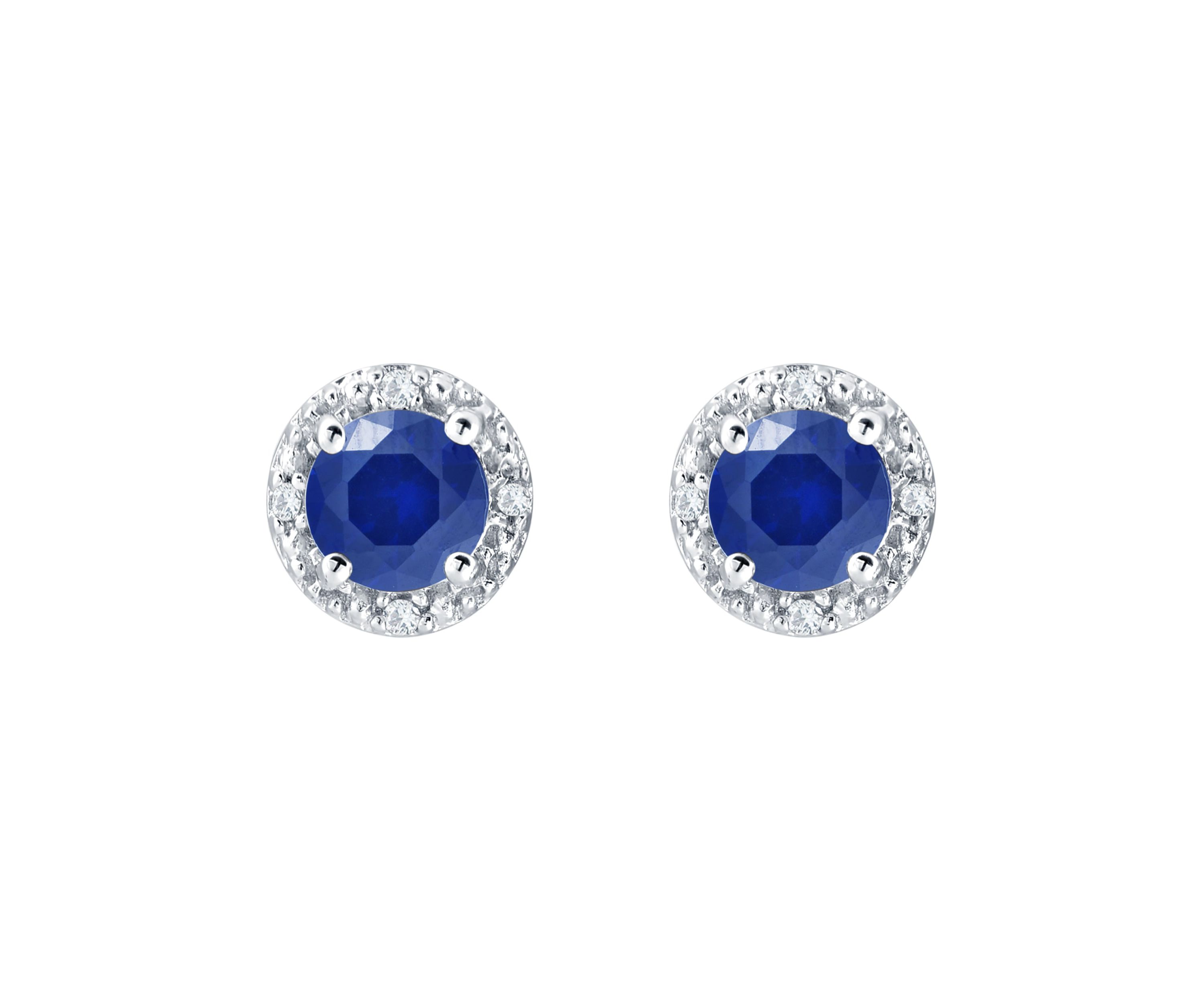Lab Created Sterling Silver 5mm Round Created Blue Sapphire And Created White Sapphire Stud Earrings
