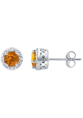 Belk & Co Lab Created Sterling Silver 5mm Round Gemstone And White Sapphire Stud Earrings