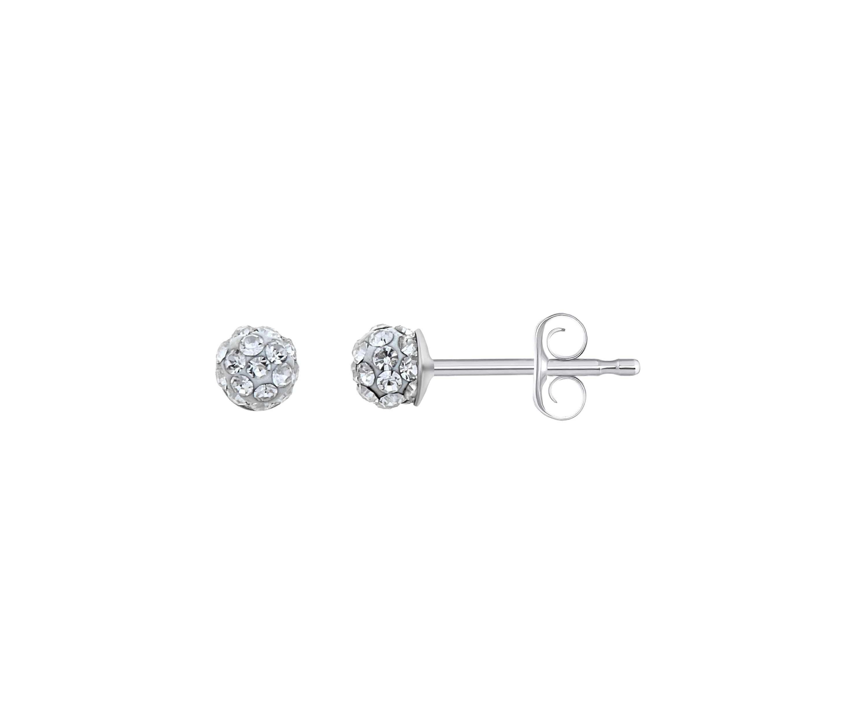 Lab Created Sterling Silver 3mm Round Crystal Ball Stud Earrings