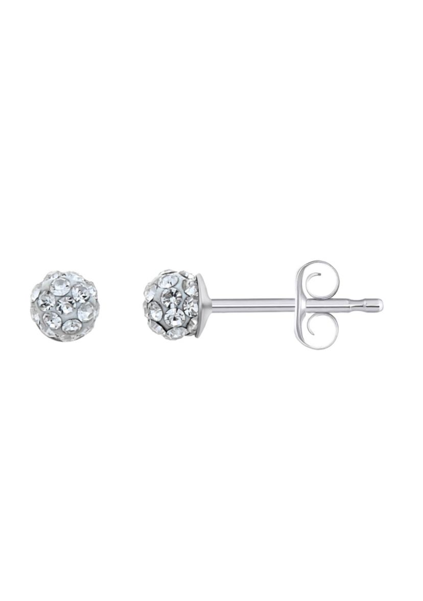 Lab Created Sterling Silver 3mm Round Crystal Ball Stud Earrings