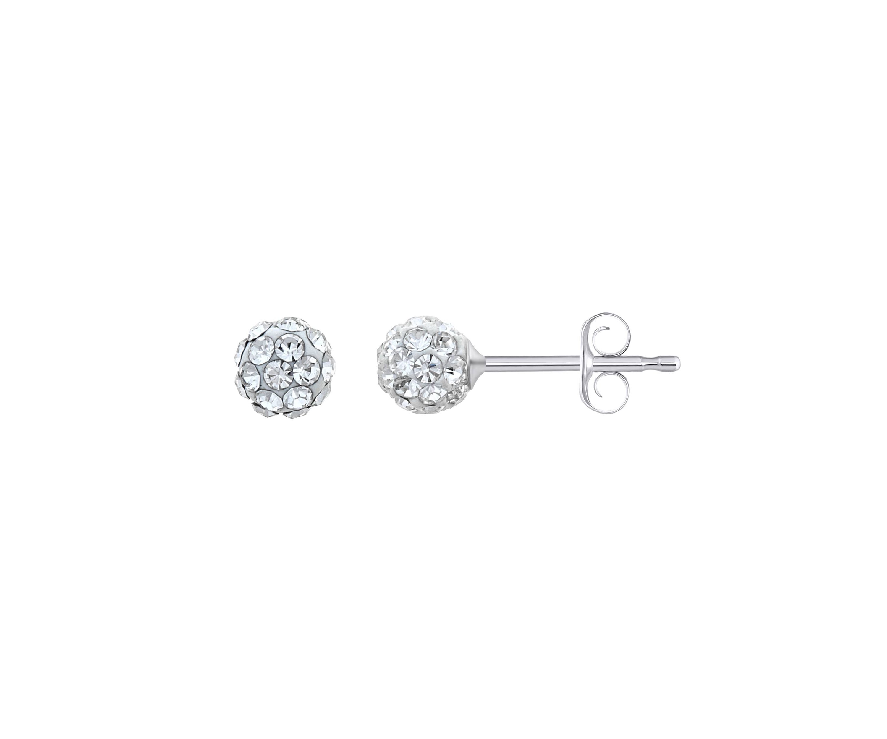 Lab Created Sterling Silver 4mm Round Crystal Ball Stud Earrings