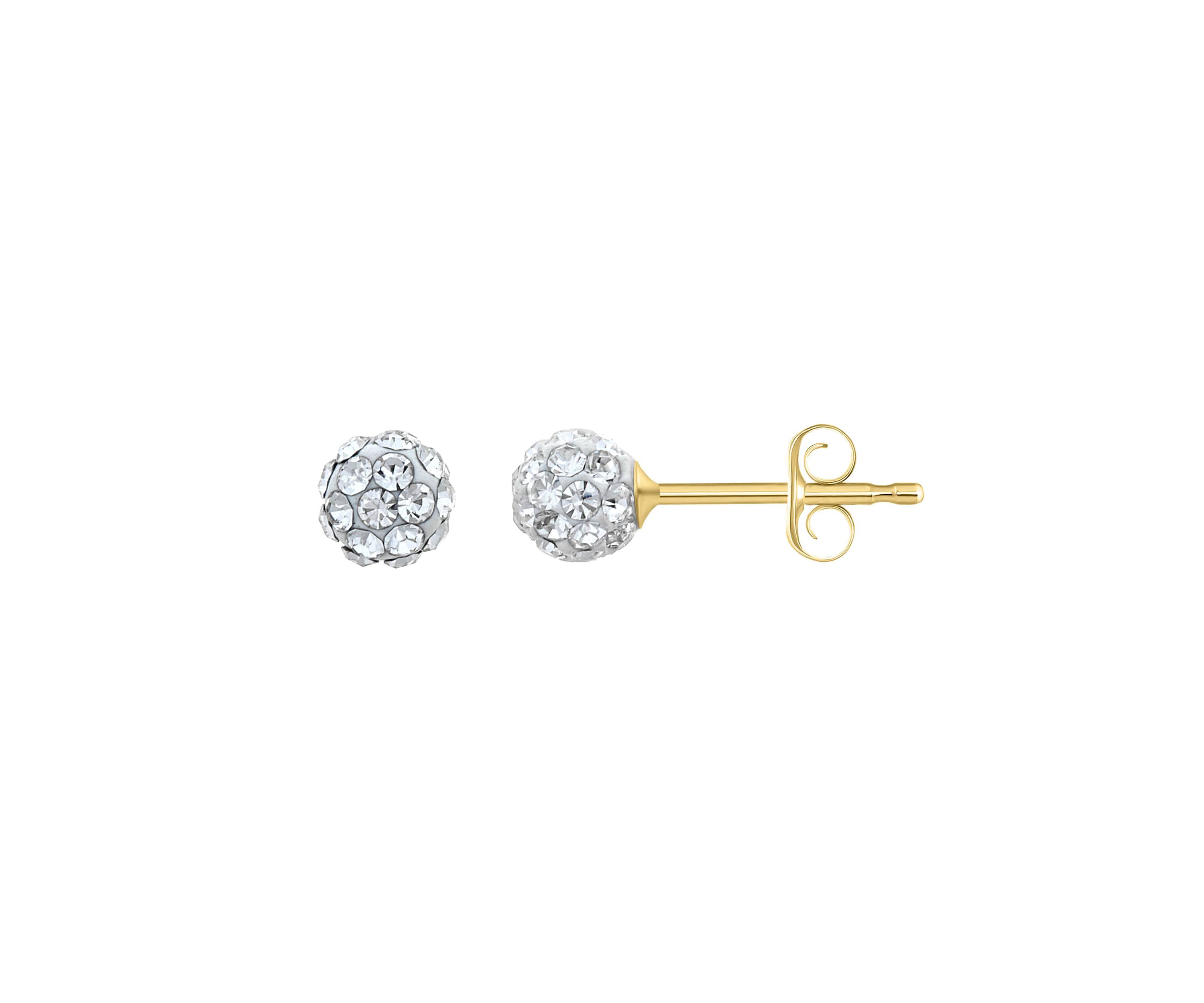 Lab Created 14K Yellow Gold 4mm Round Crystal Ball Stud Earrings