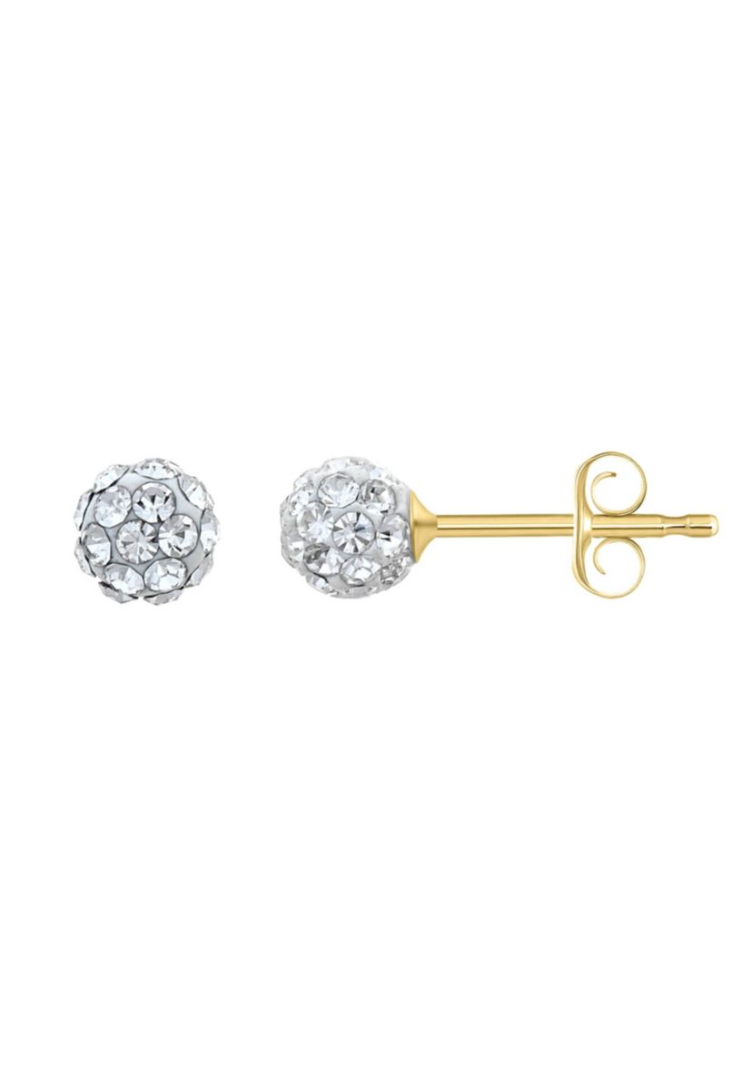 Lab Created 14K Yellow Gold 4mm Round Crystal Ball Stud Earrings