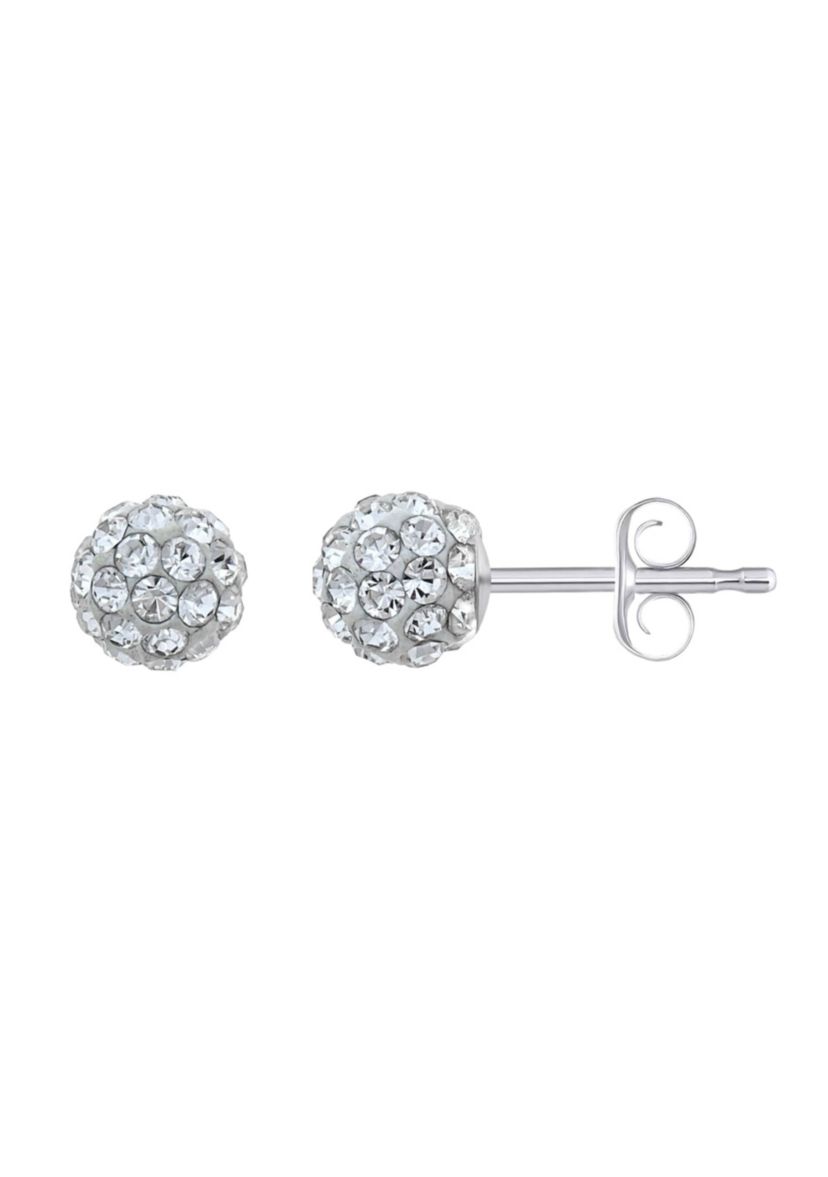 Lab Created Sterling Silver 5mm Round Crystal Ball Stud Earrings