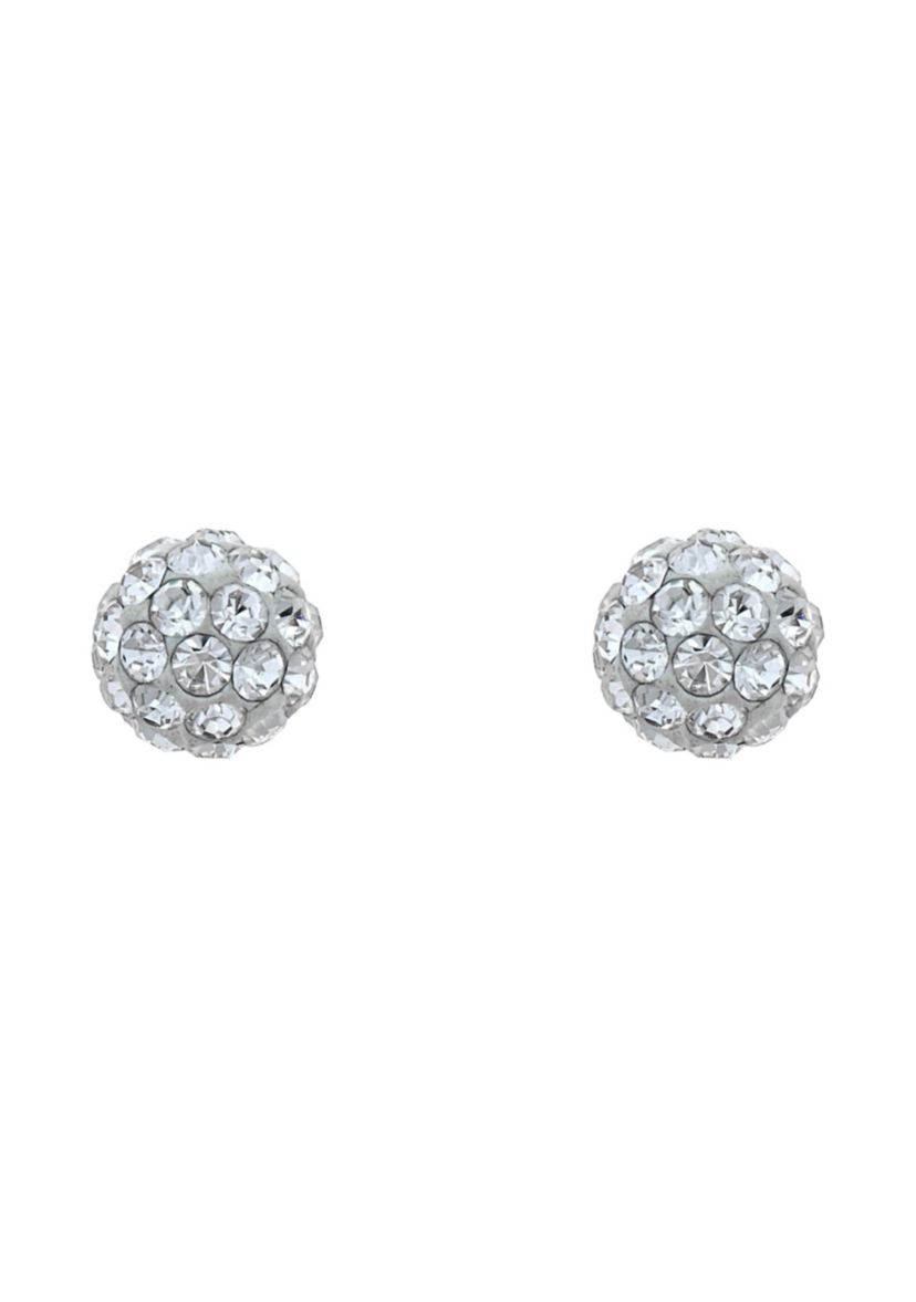 Lab Created Sterling Silver 5mm Round Crystal Ball Stud Earrings