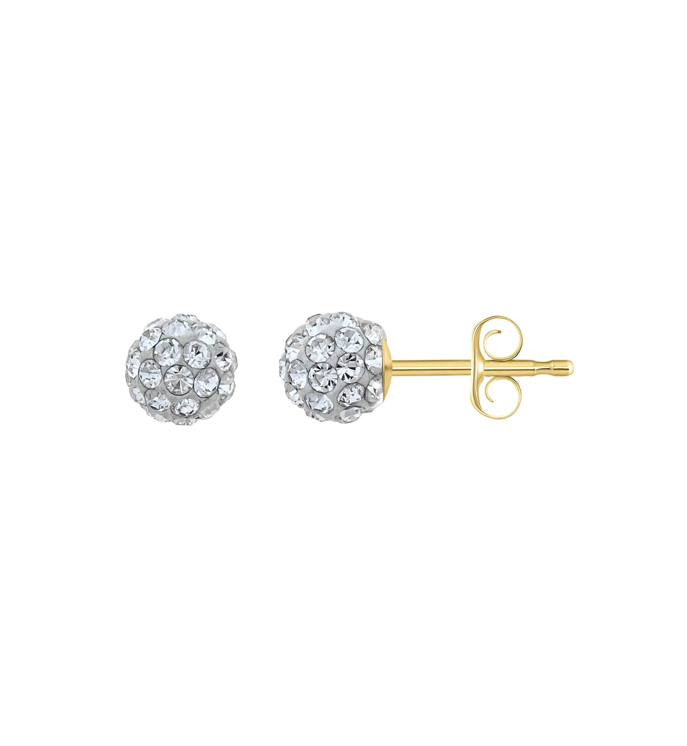 Lab Created 14K Yellow Gold 5mm Round Crystal Ball Stud Earrings