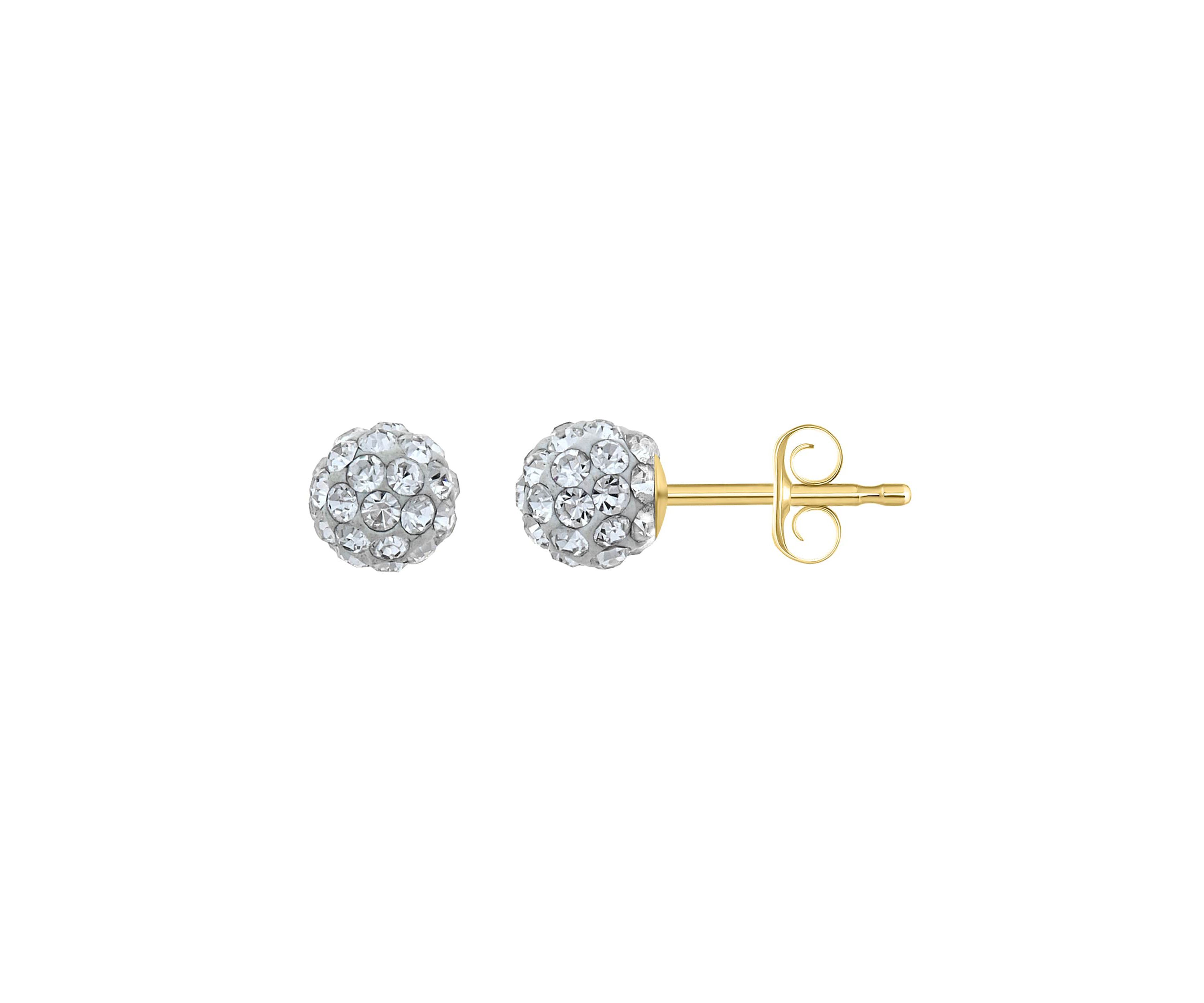 Lab Created 14K Yellow Gold 5mm Round Crystal Ball Stud Earrings