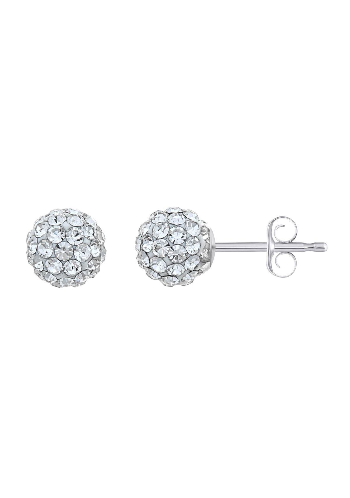 Lab Created Sterling Silver 6mm Round Crystal Ball Stud Earrings
