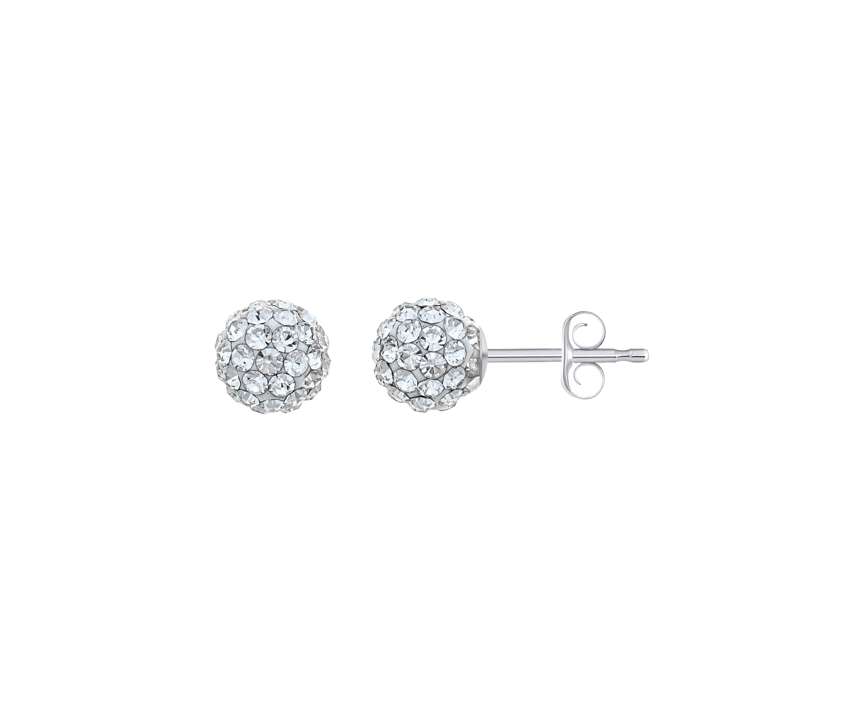 Lab Created Sterling Silver 6mm Round Crystal Ball Stud Earrings