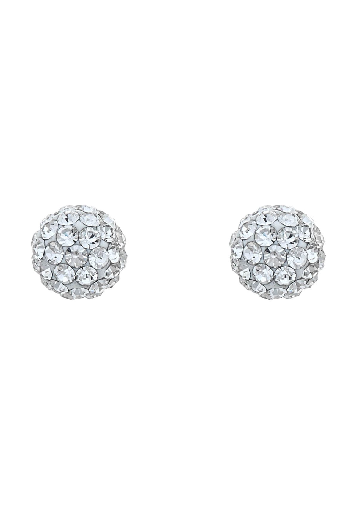 Lab Created Sterling Silver 6mm Round Crystal Ball Stud Earrings
