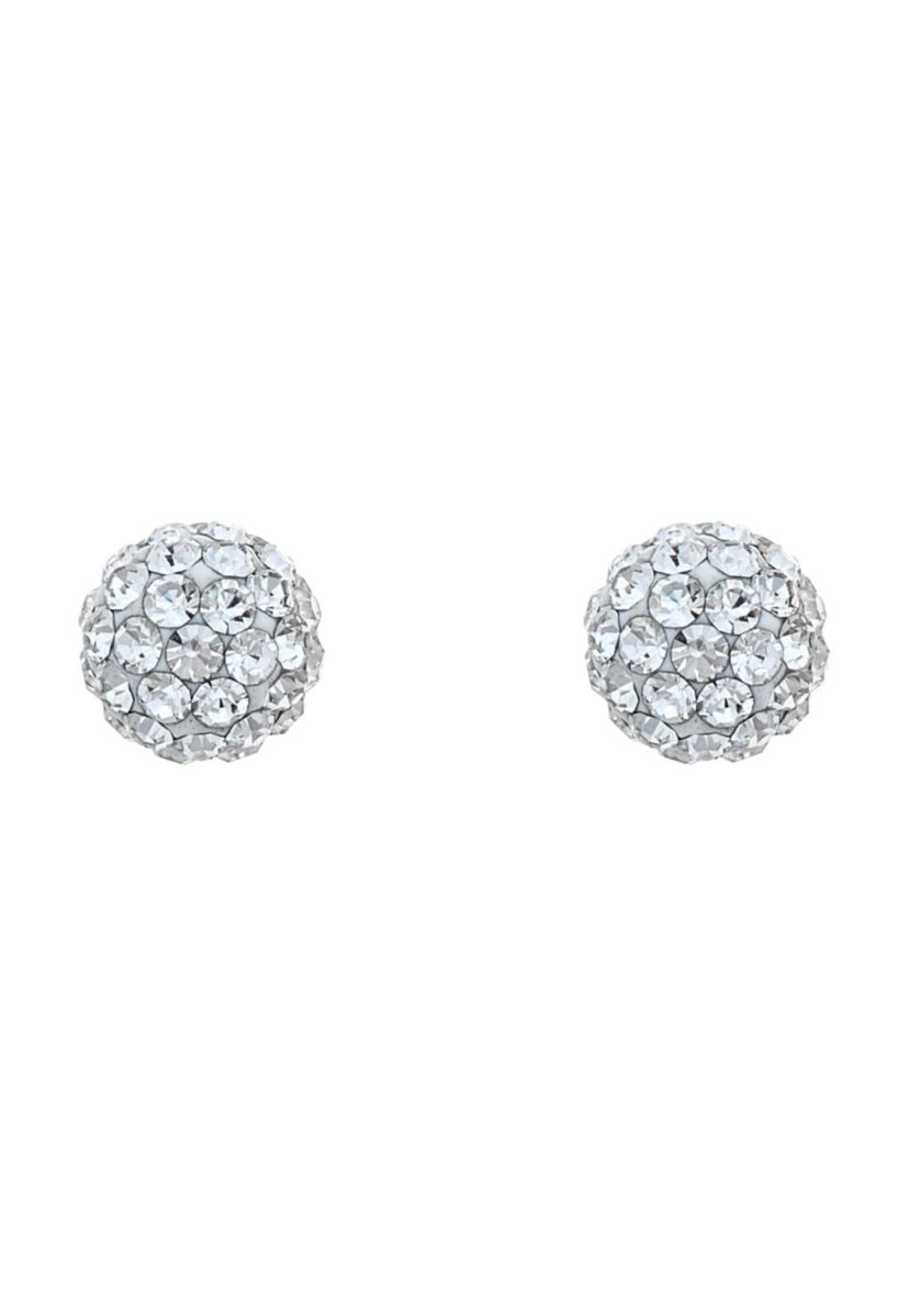 Lab Created Sterling Silver 6mm Round Crystal Ball Stud Earrings