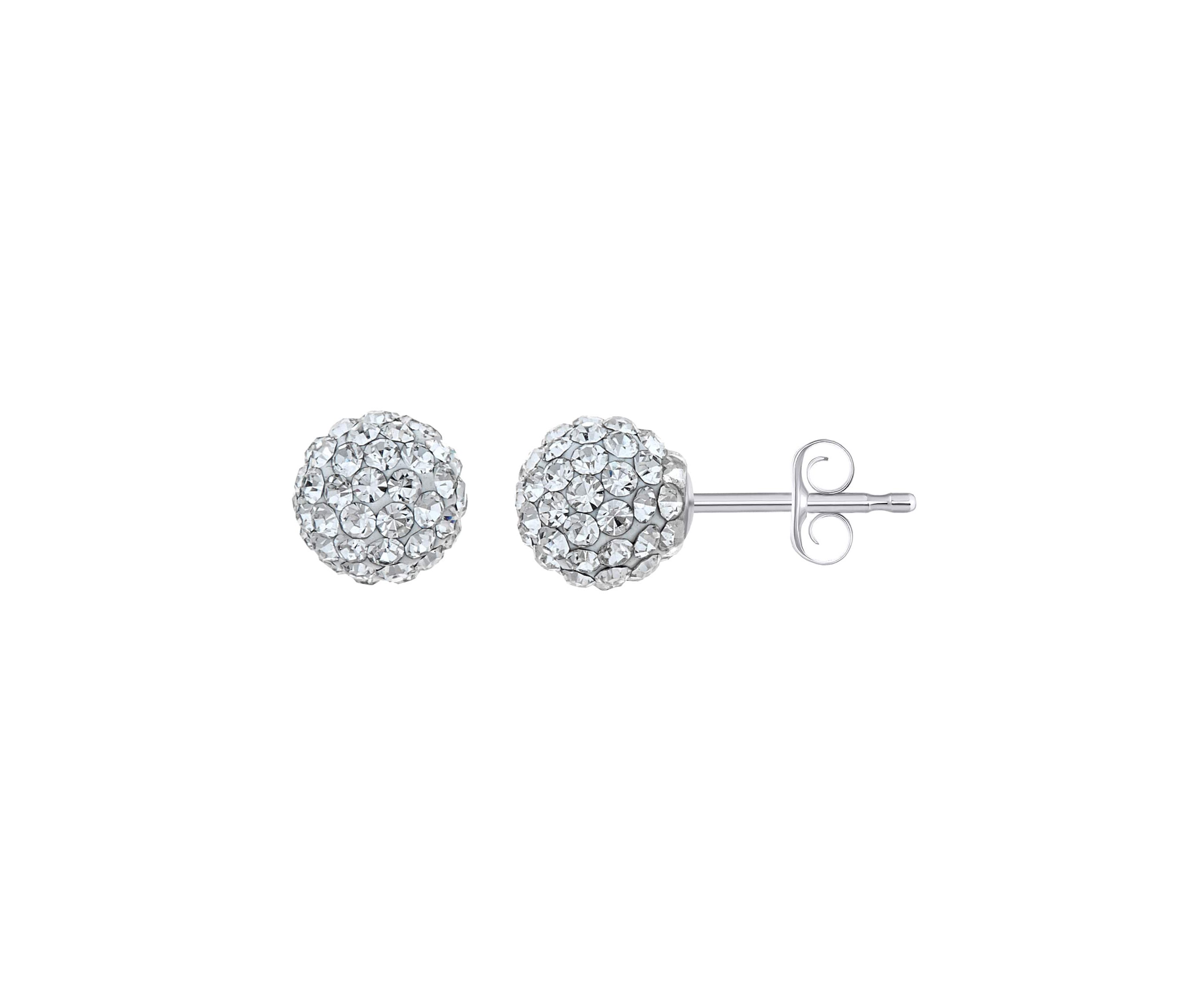 Lab Created Sterling Silver 7mm Round Crystal Ball Stud Earrings