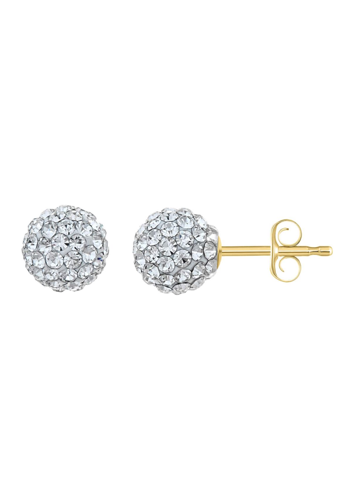 Lab Created 14K Yellow Gold 7mm Round Crystal Ball Stud Earrings