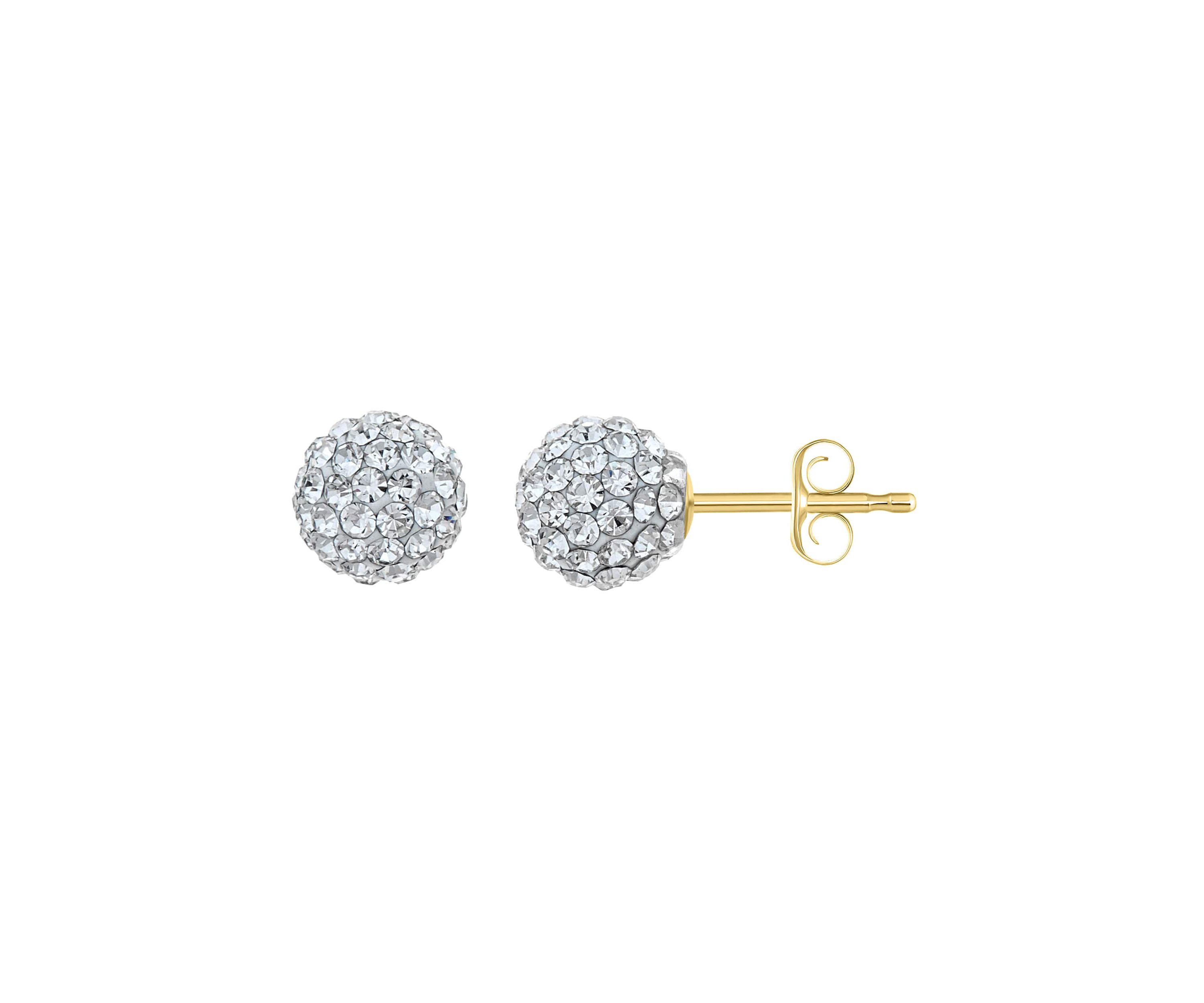 Lab Created 14K Yellow Gold 7mm Round Crystal Ball Stud Earrings