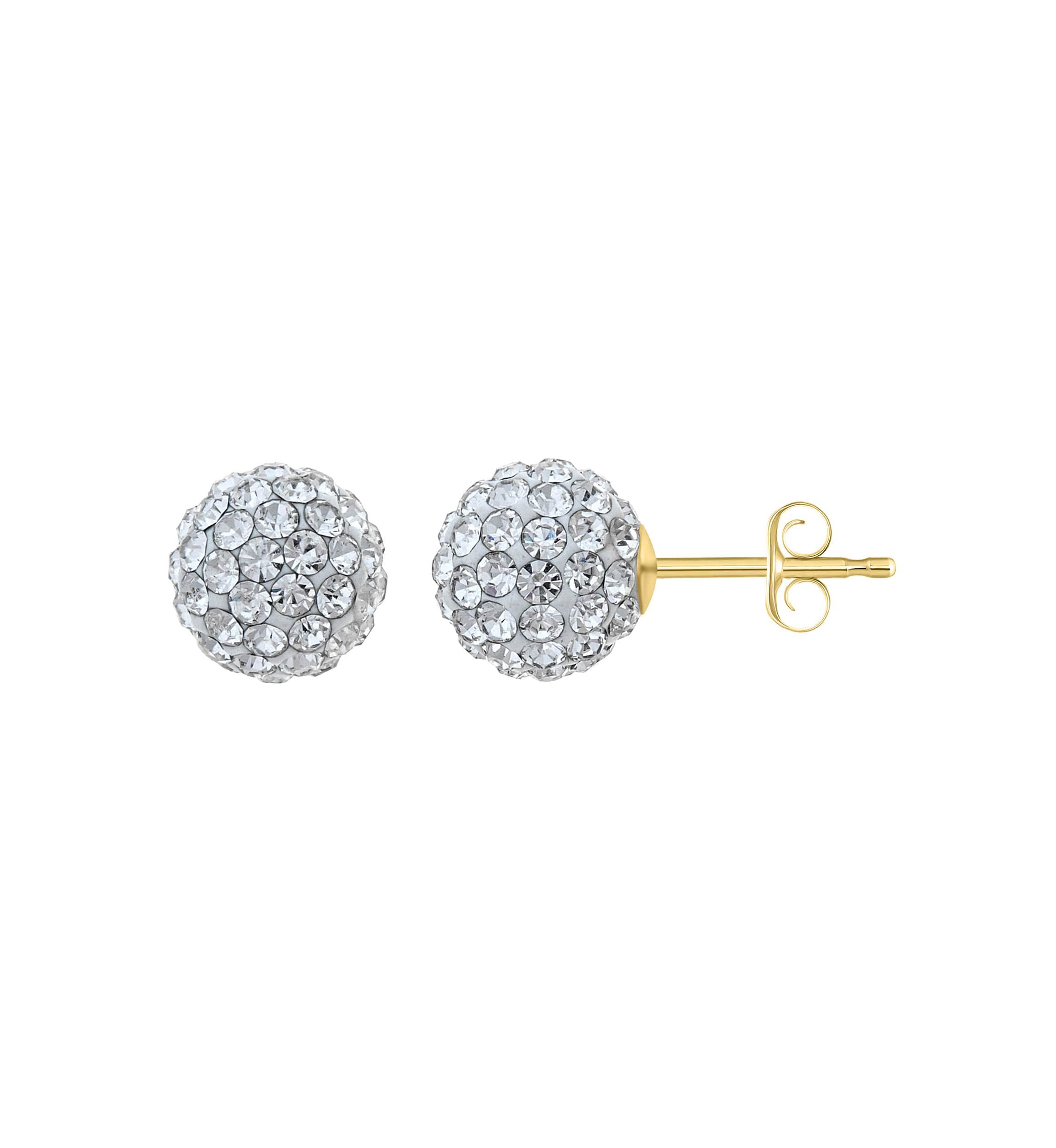 Lab Created 14K Yellow Gold 8mm Round Crystal Ball Stud Earrings