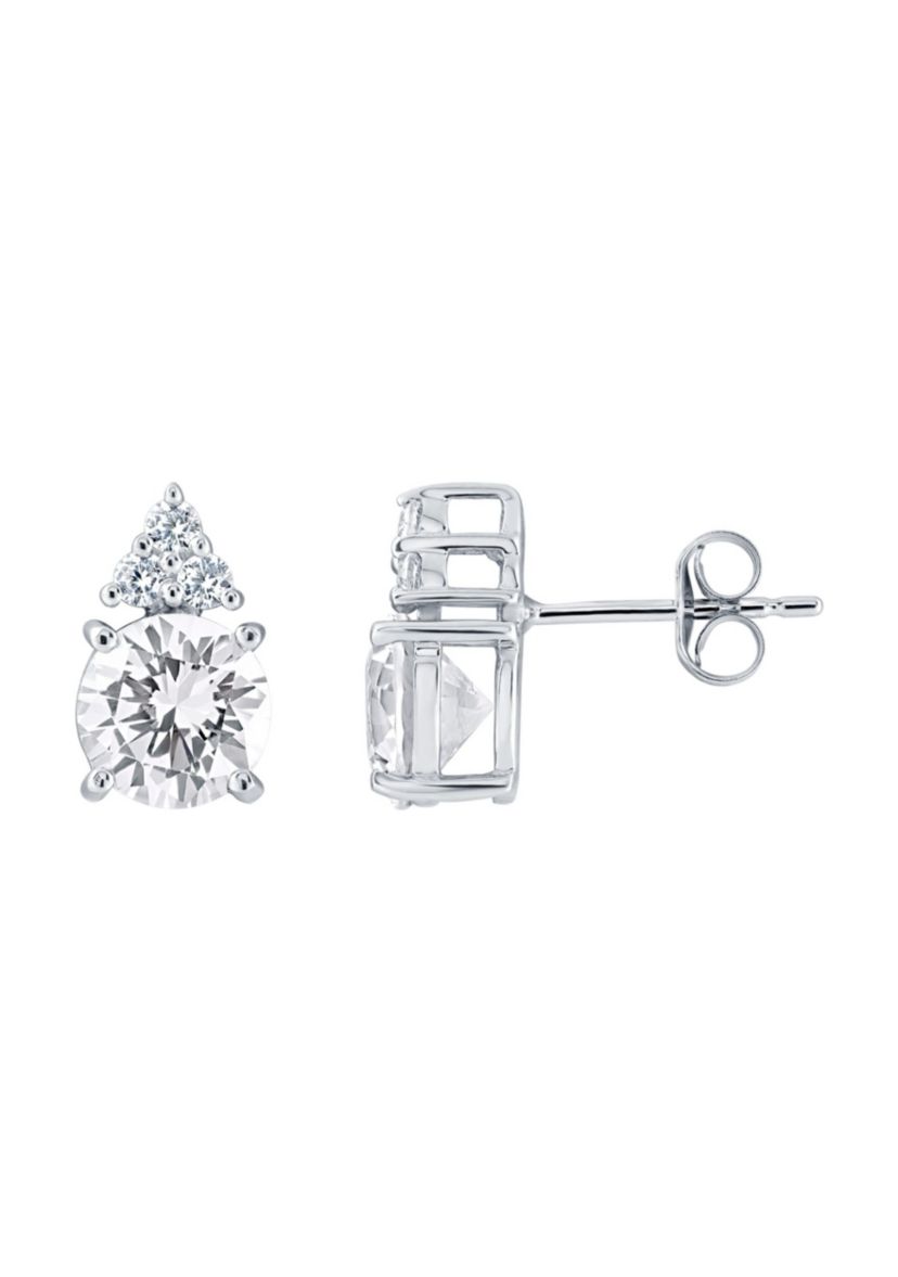 Lab Created Sterling Silver 7mm Round Created White Sapphire Stud Earrings