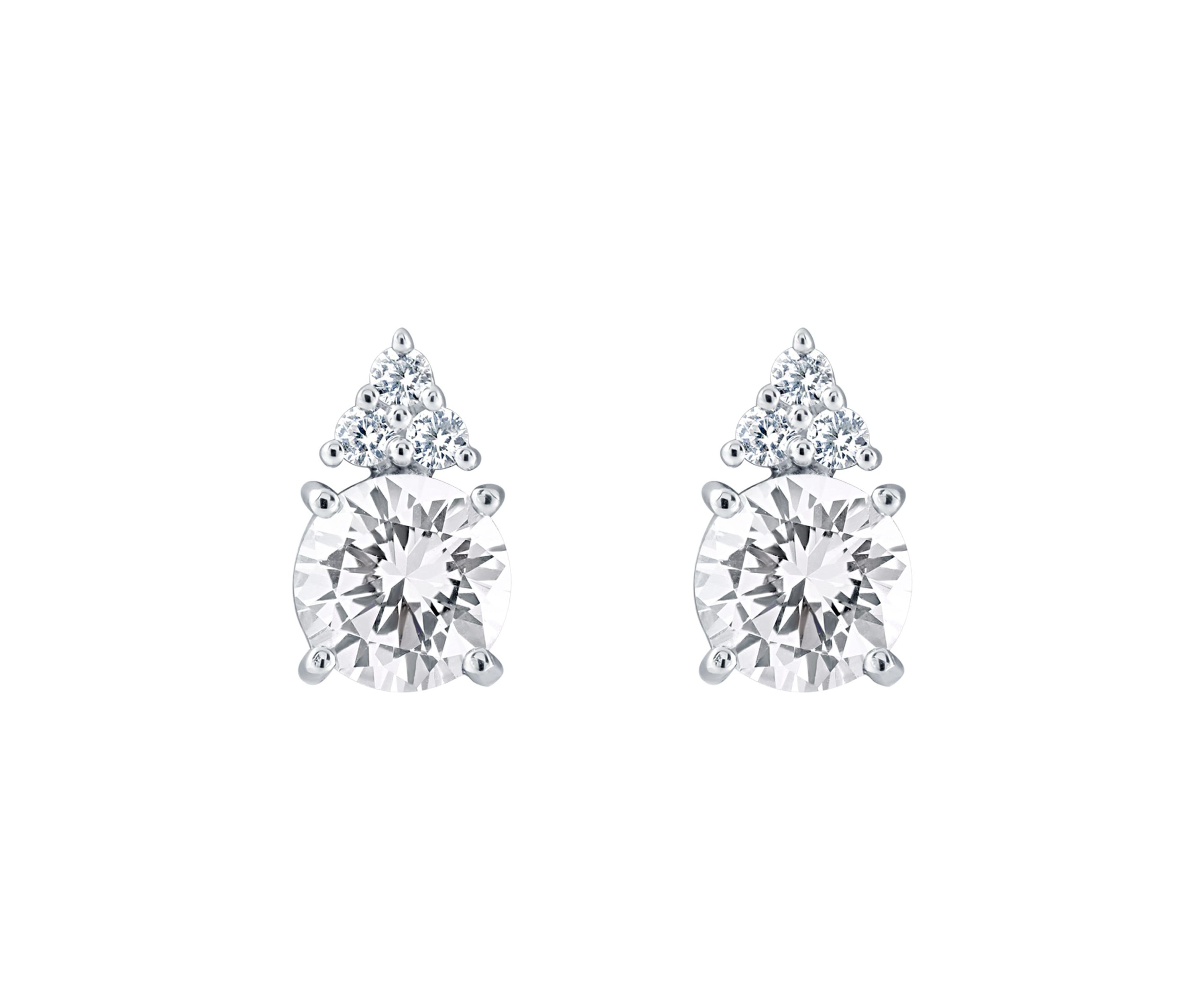Lab Created Sterling Silver 7mm Round Created White Sapphire Stud Earrings