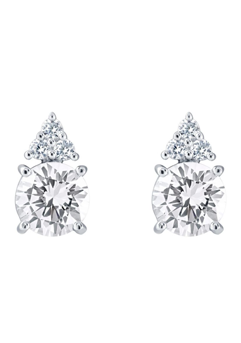 Lab Created Sterling Silver 7mm Round Created White Sapphire Stud Earrings
