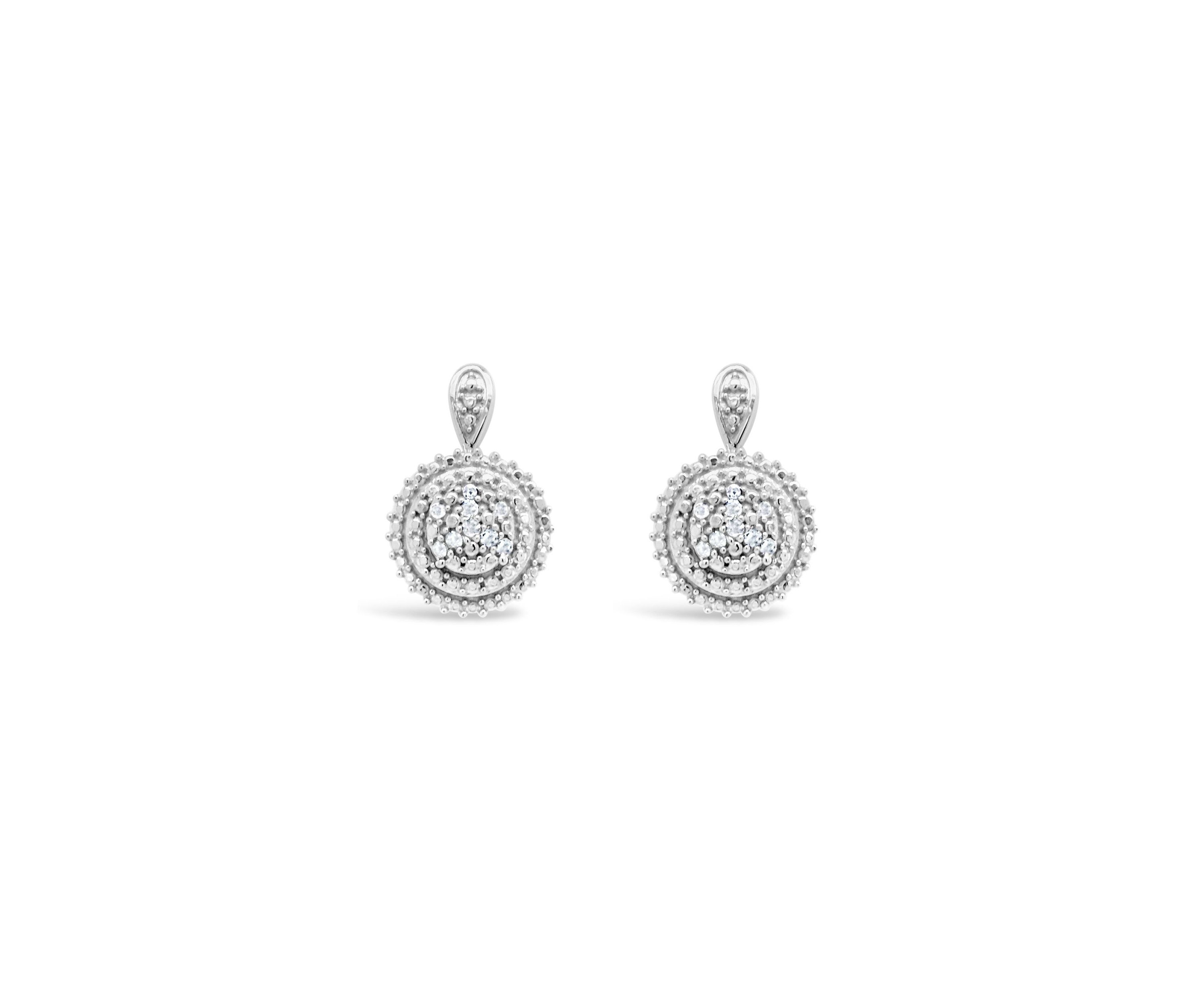 Sterling Silver 1/10 CTTW Diamond Cluster Stud Earrings