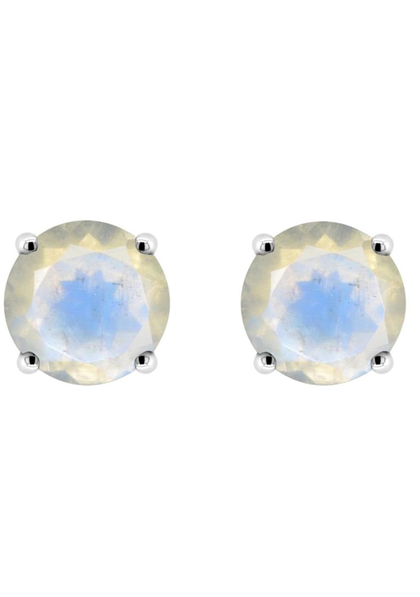 Sterling Silver 6mm Round Moonstone Stud Earrings