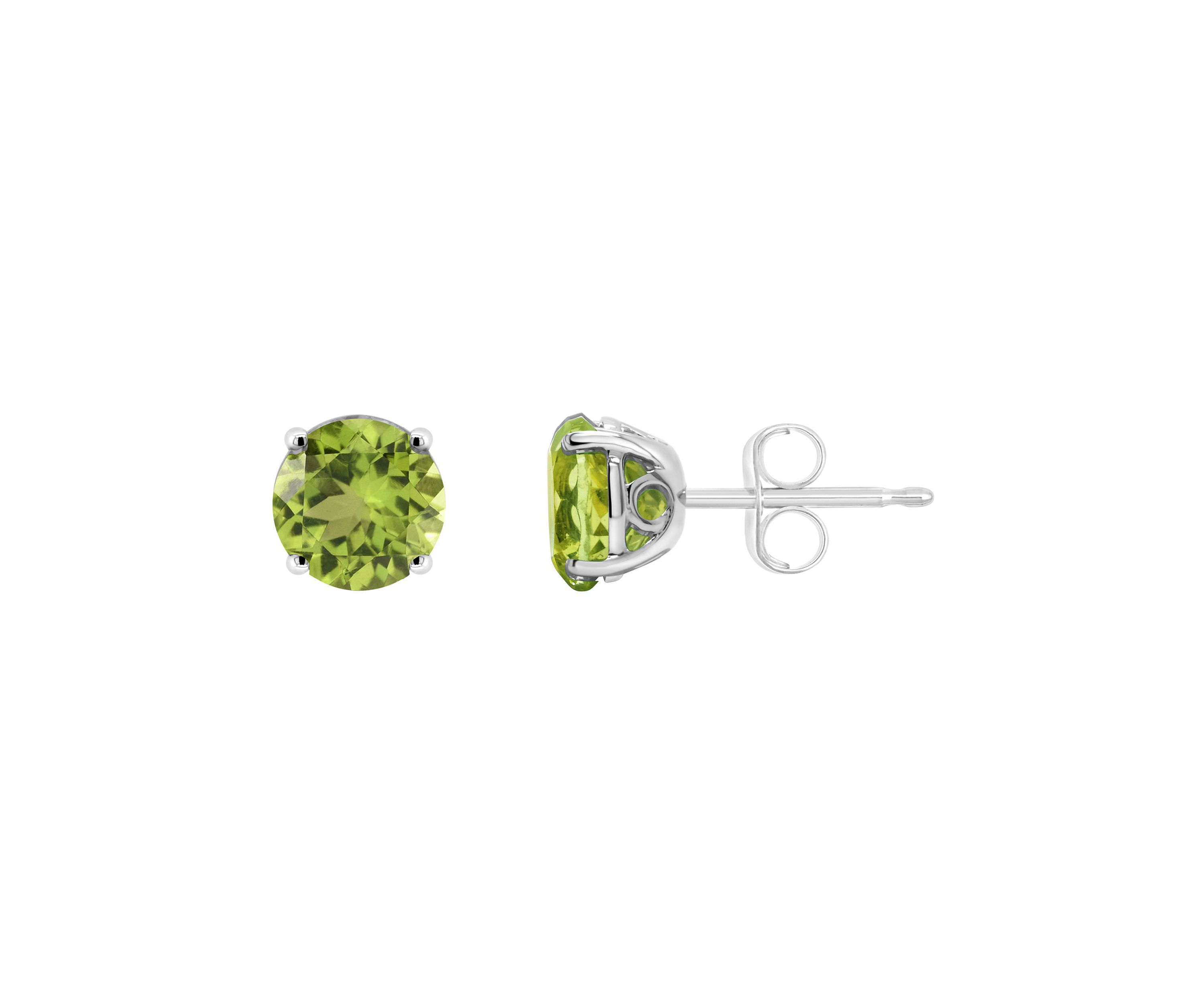Sterling Silver 6mm Round Peridot Stud Earrings
