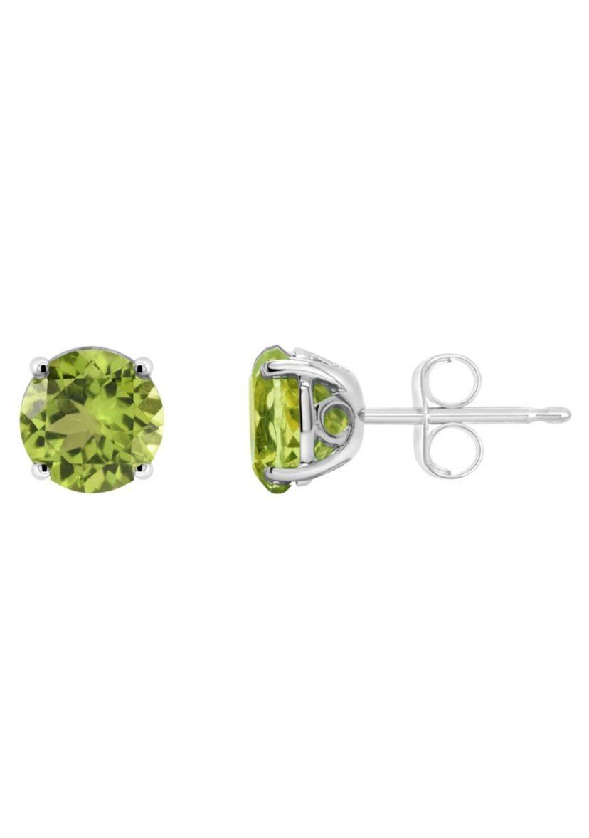 Sterling Silver 6mm Round Peridot Stud Earrings