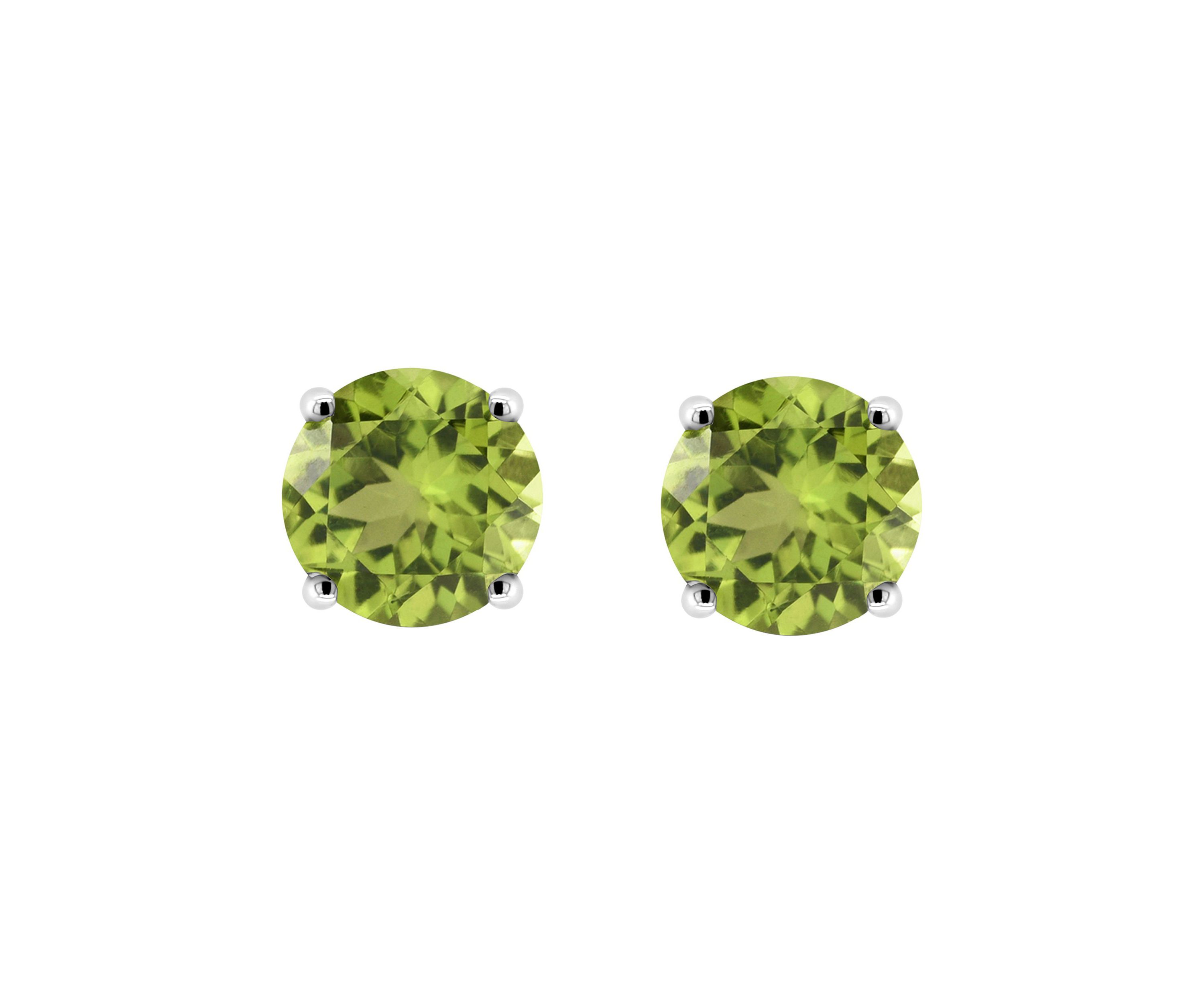 Sterling Silver 6mm Round Peridot Stud Earrings