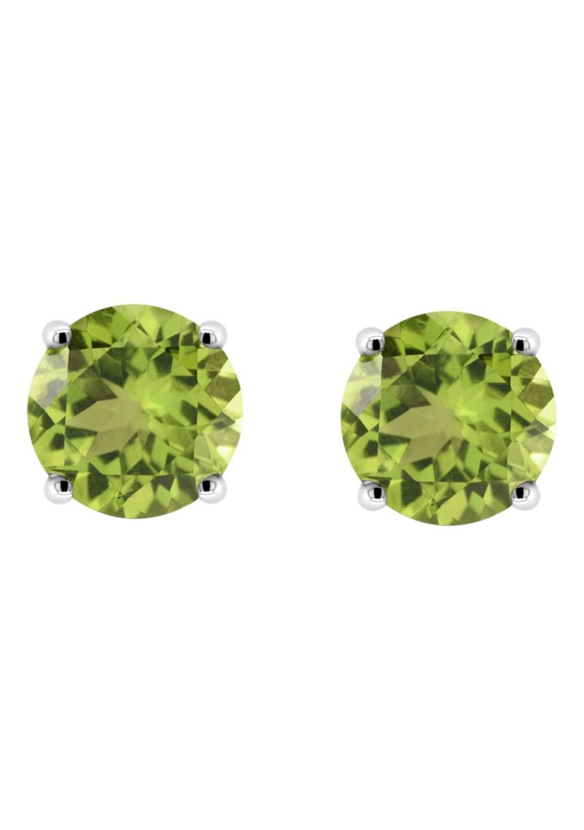 Sterling Silver 6mm Round Peridot Stud Earrings