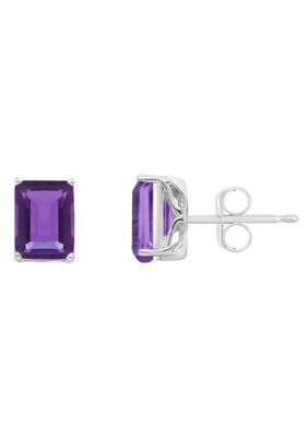 Belk & Co Sterling Silver 8x6mm Emerald Cut Gemstone Stud Earrings