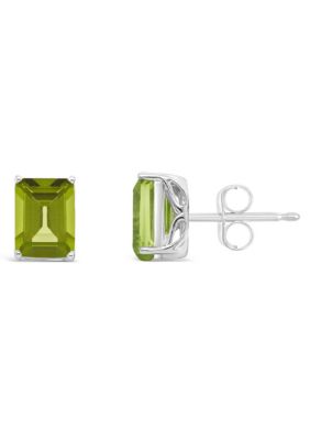 Belk & Co Sterling Silver 8x6mm Emerald Cut Gemstone Stud Earrings