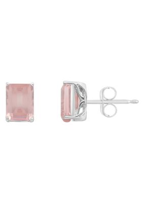 Belk & Co Sterling Silver 8x6mm Emerald Cut Gemstone Stud Earrings