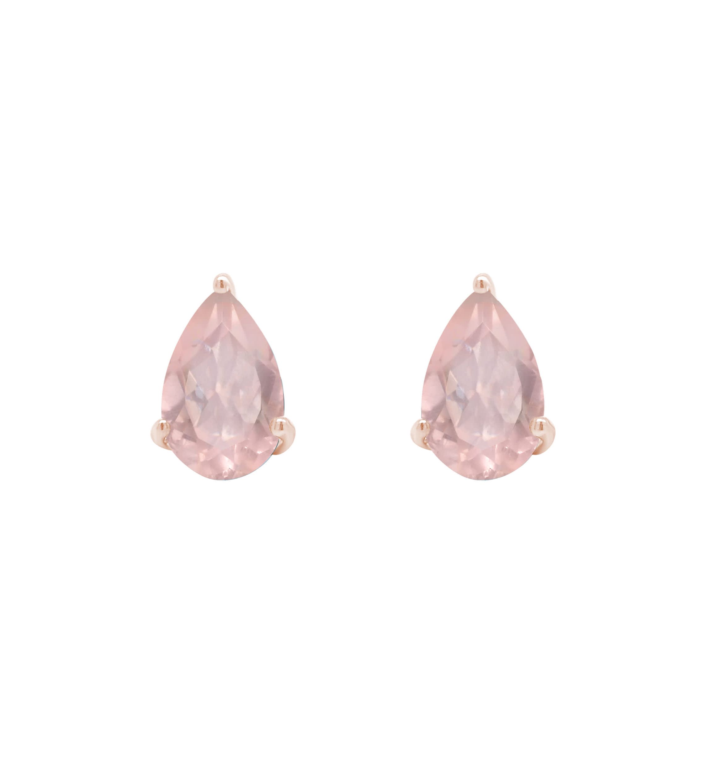 Sterling Silver/14K Rose Gold Plated 8x5mm Pear Shape Rose Quartz Stud Earrings