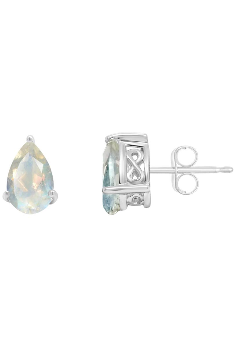 Sterling Silver 8x5mm Pear Shape Moonstone Stud Earrings