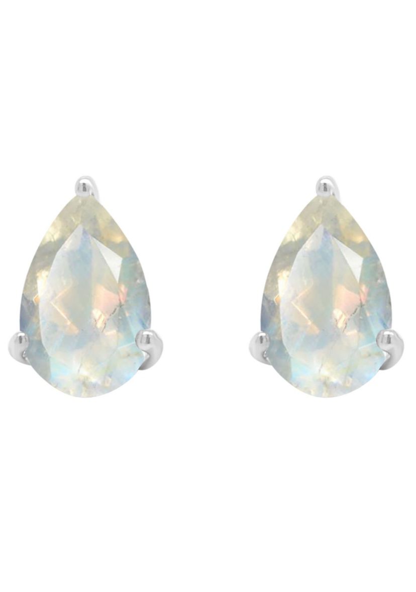 Sterling Silver 8x5mm Pear Shape Moonstone Stud Earrings