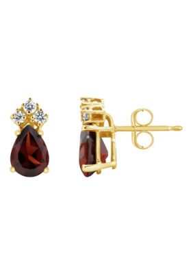 Belk & Co 14K Gold 7x5 Pear Shape Garnet 1/8 Cttw Diamond Earrings -  5400479EA924CY4GA000A10A