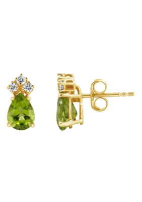 Belk & Co 14K Gold 7x5 Pear Shape Peridot 1/8 Cttw Diamond Earrings -  5400479EA924CY4PE000A10A