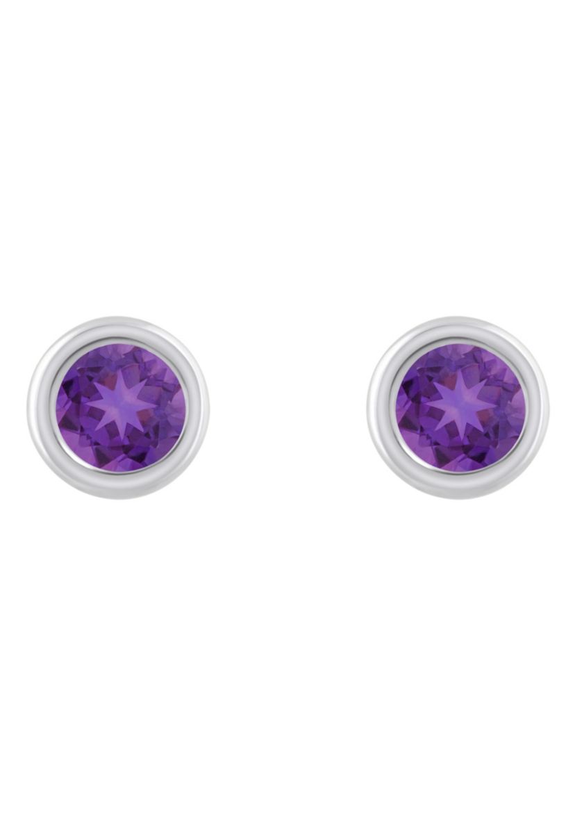 Sterling Silver 3mm Round Amethyst Stud Earrings