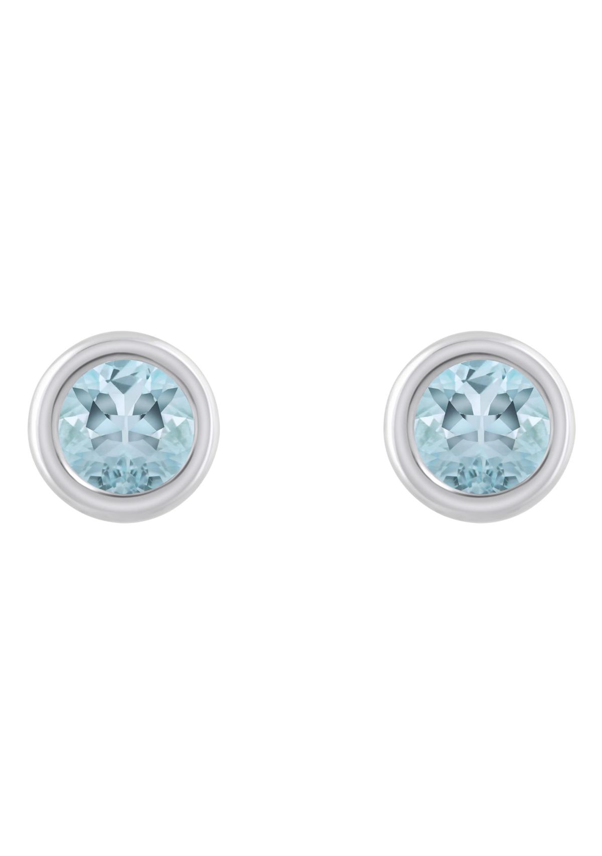 Sterling Silver 3mm Round Aquamarine Stud Earrings