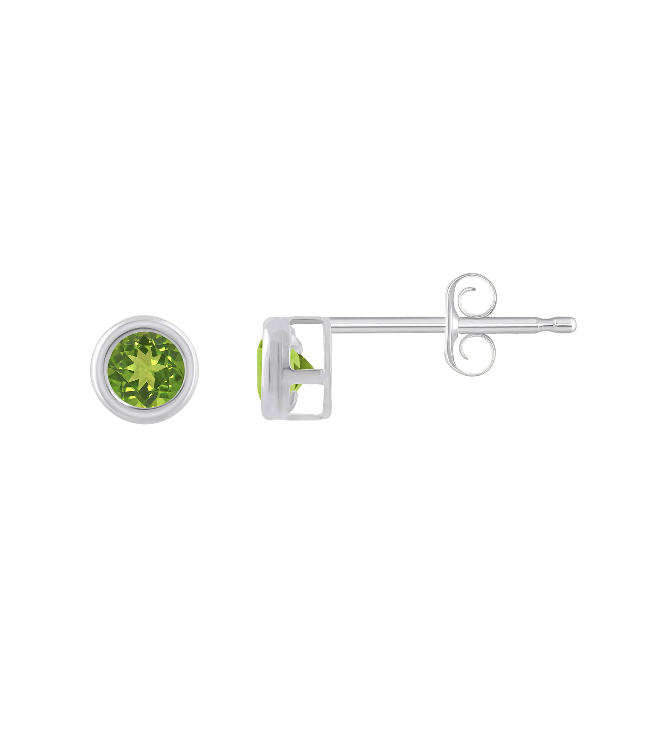 Sterling Silver 3mm Round Peridot Stud Earrings