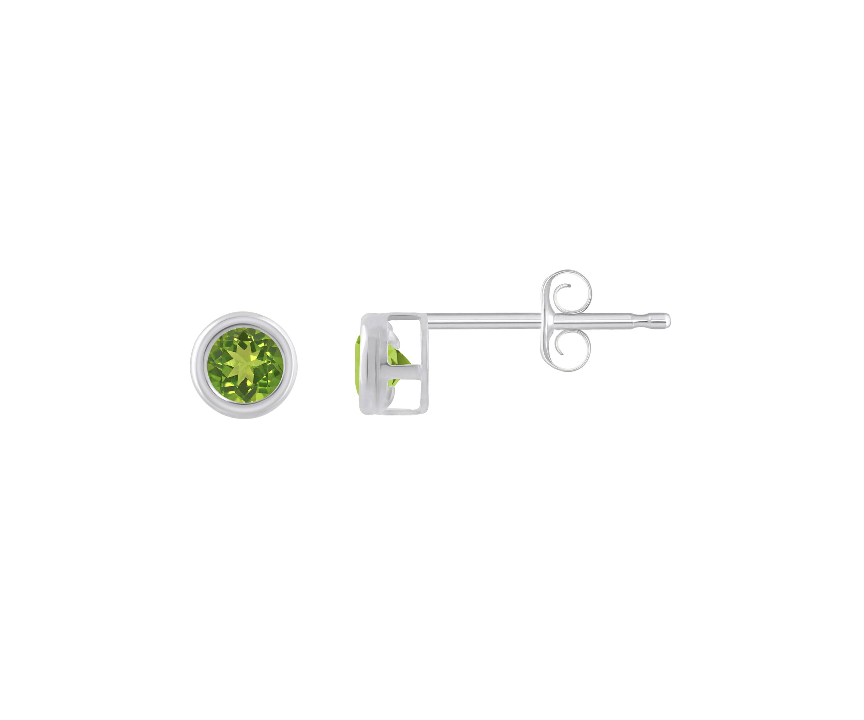 Sterling Silver 3mm Round Peridot Stud Earrings