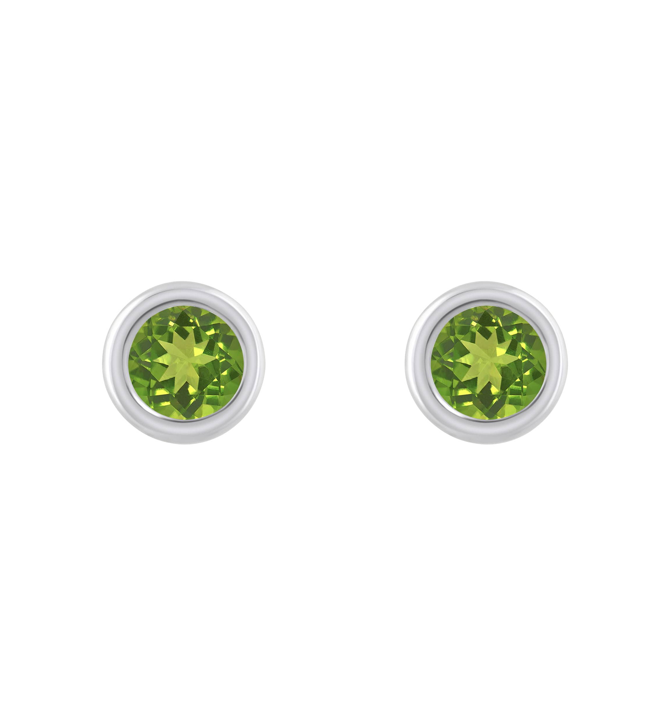 Sterling Silver 3mm Round Peridot Stud Earrings
