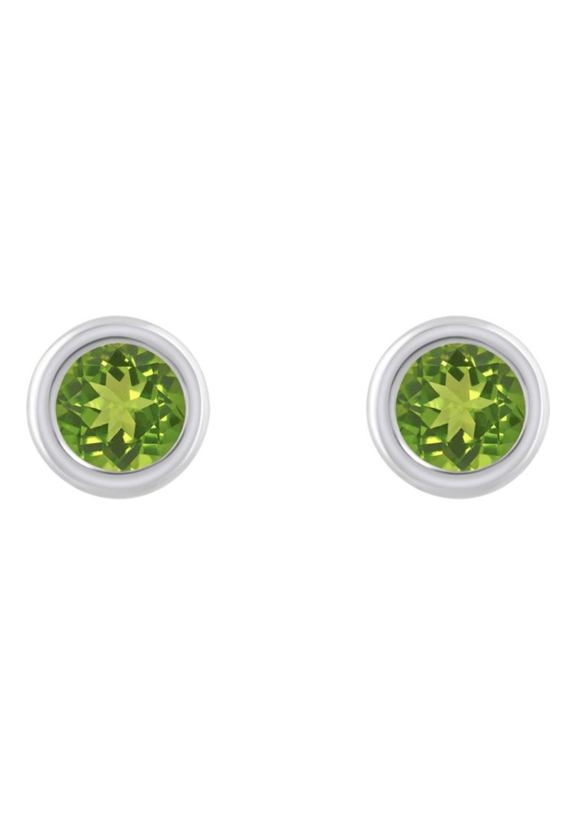 Sterling Silver 3mm Round Peridot Stud Earrings