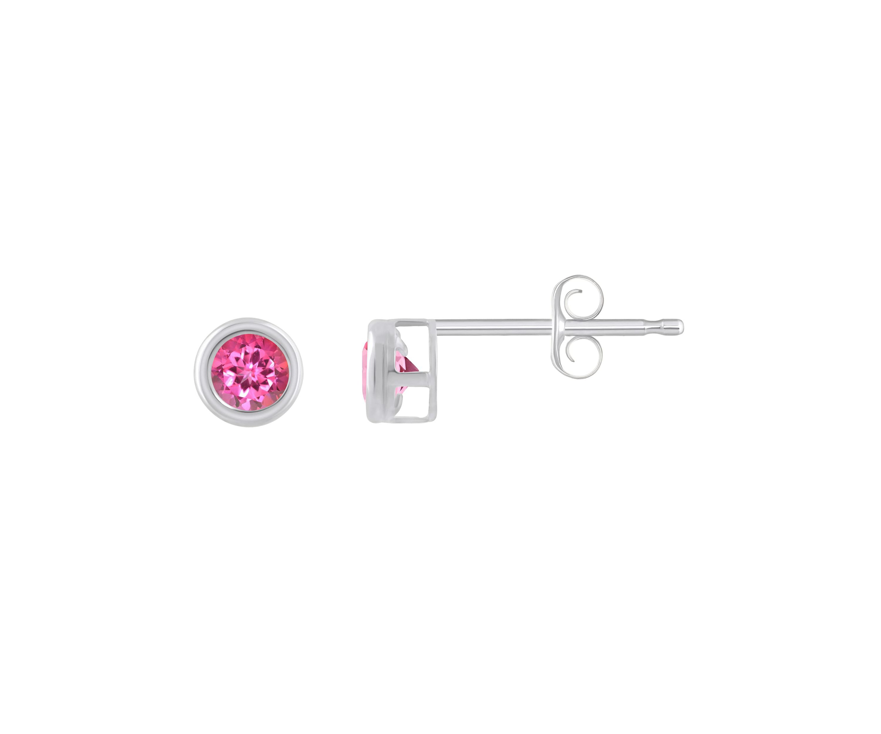 Sterling Silver 3mm Round Pink Topaz Stud Earrings