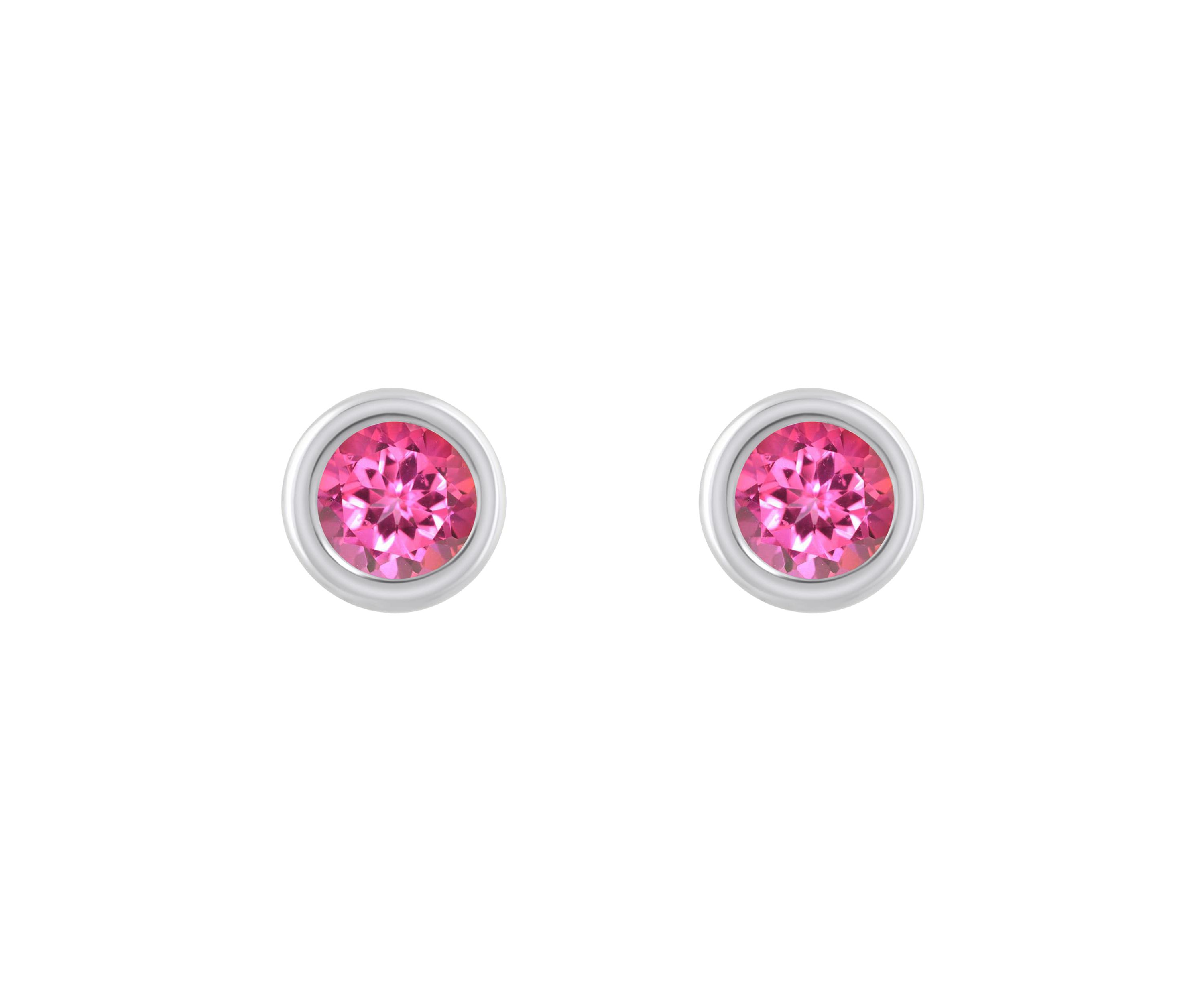 Sterling Silver 3mm Round Pink Topaz Stud Earrings