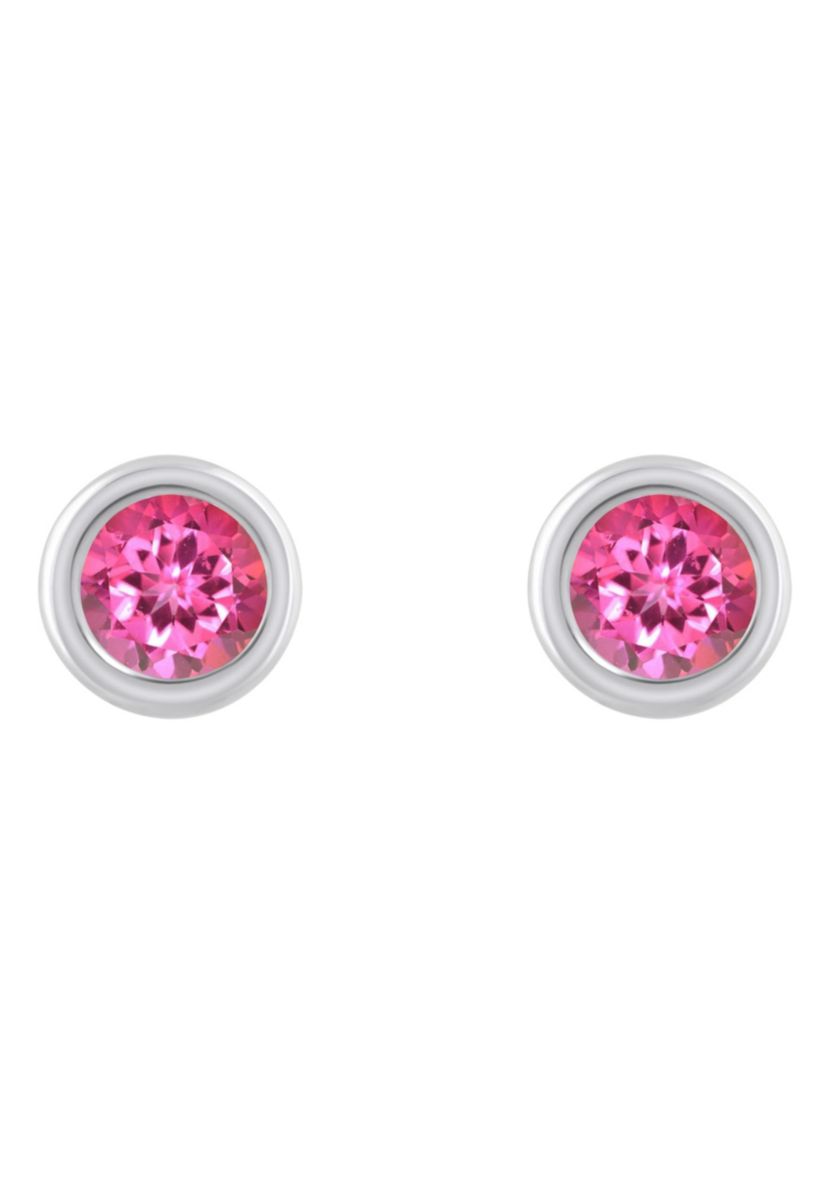 Sterling Silver 3mm Round Pink Topaz Stud Earrings