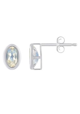 Belk & Co Sterling Silver 6x4mm Oval Moonstone Stud Earrings
