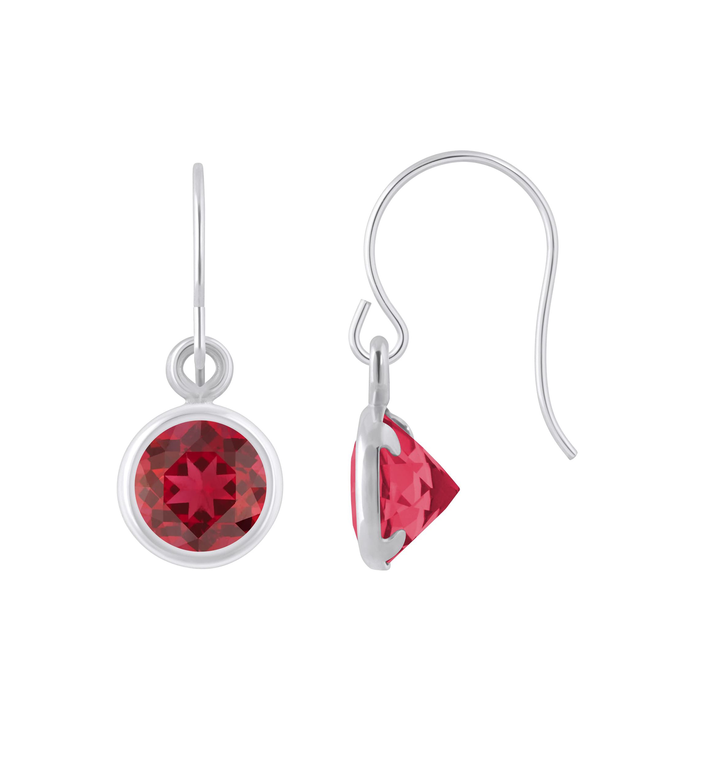 Lab Created Sterling Silver 5mm Round Created Ruby Drop Earrings
